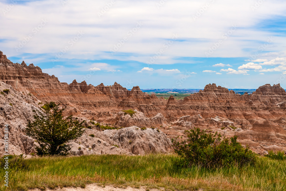 Badlands National Park in South Dakota, is a large, remote area of spectacular rock formations.. Badlands National Park in South Dakota, is a large, remote area of spectacular rock formations..