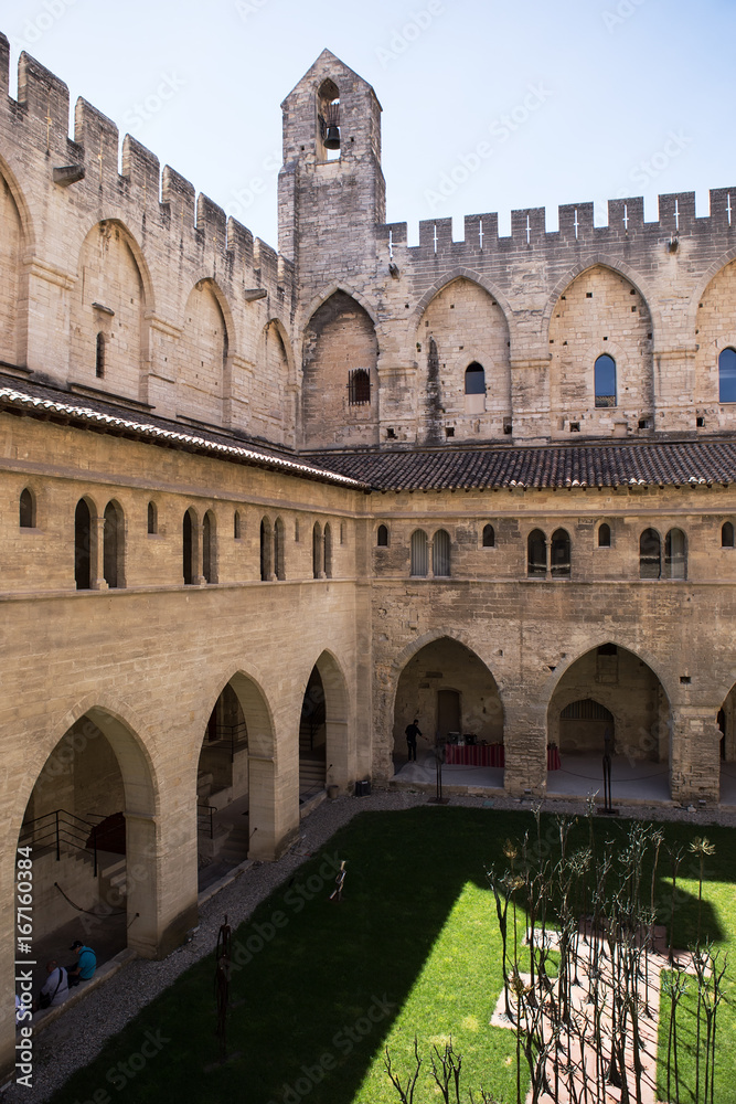 Pope`s Palace Courtyard, Avignon, Provence, France