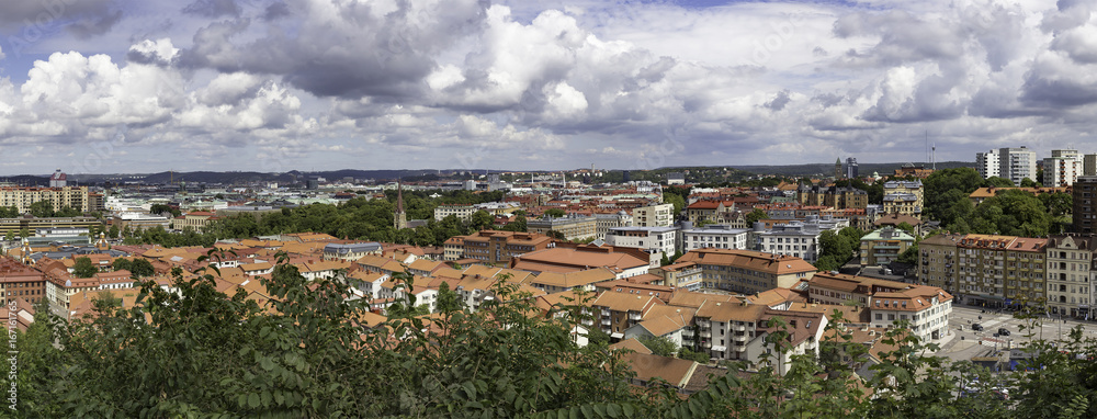 Very nice panoramic view over Goteborg in Sweeden on a cloudy summers day