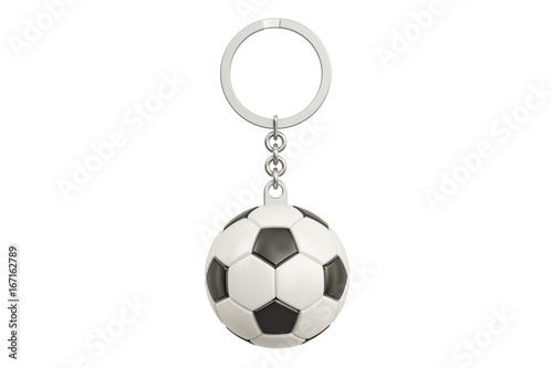 Keychain with a soccer ball  3D rendering