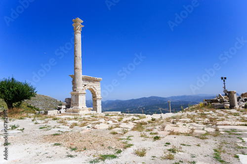 Marble arch and column at ancient city of Sagalassos