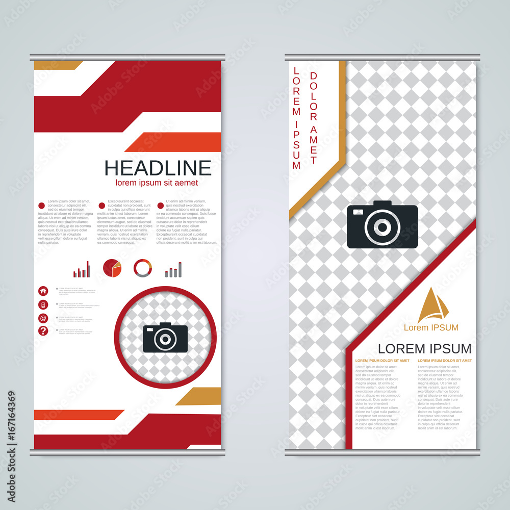 Modern roll-up business banners vector design template Modern roll-up business banners vector design template