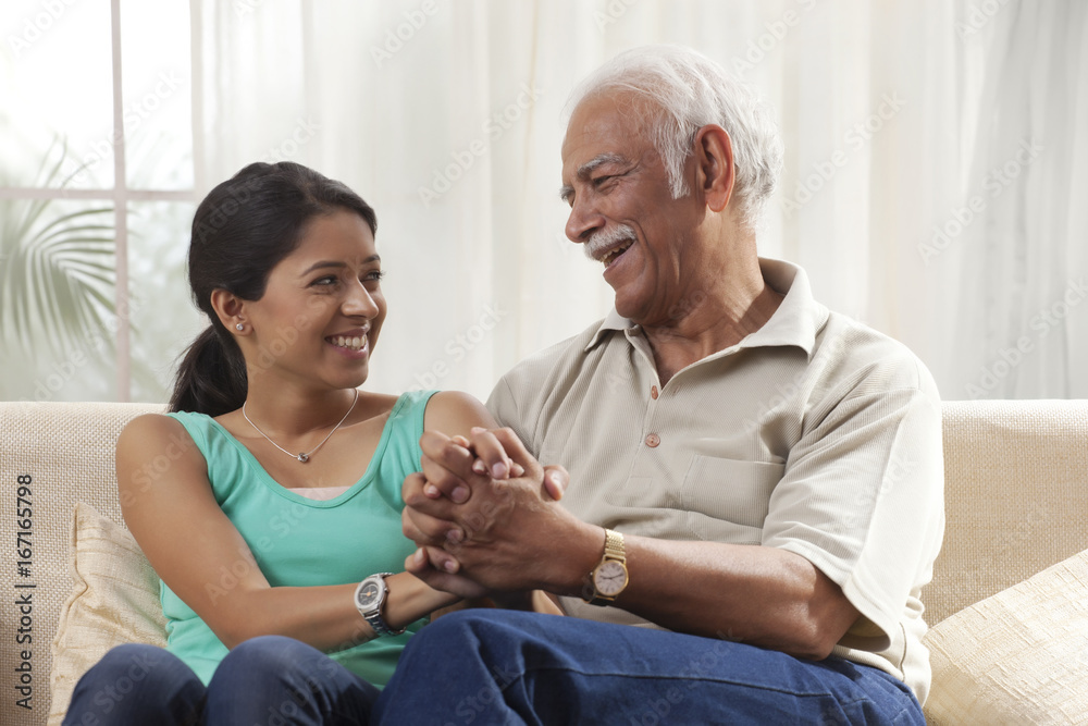 Portrait of a grandfather and granddaughter Portrait of a grandfather and granddaughter