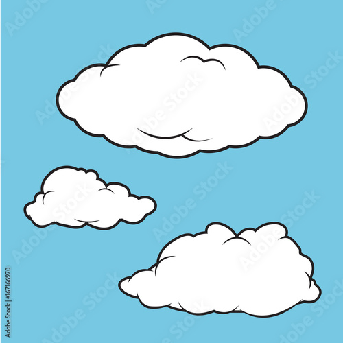 Wallpaper Mural Cartoon vector illustration of a puffy clouds collection Torontodigital.ca