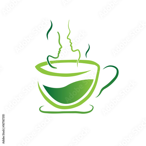 tea cup leaf logo beauty