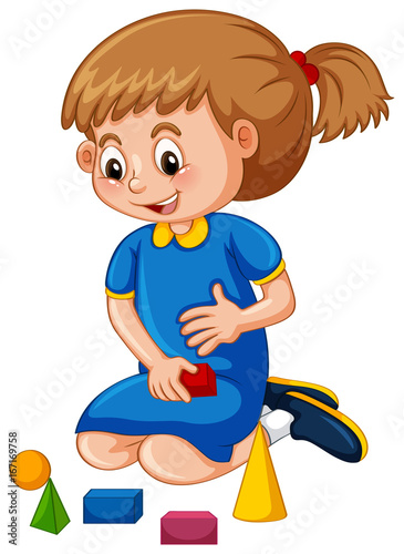 Little girl playing shape blocks