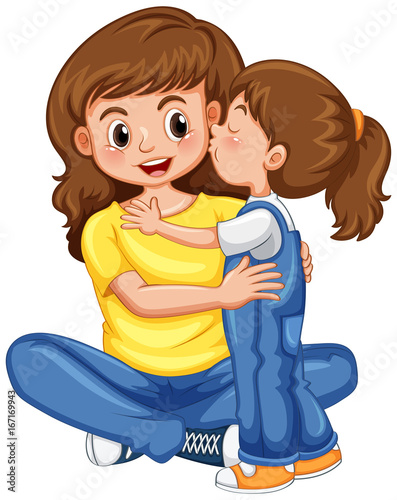 Daughter kissing her mother