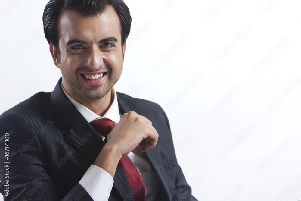 Portrait of happy businessman over white background Portrait of happy businessman over white background