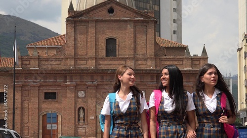 Teen Female Students Walking After School