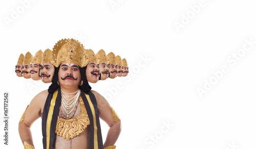 Portrait of a man dressed as Raavan 