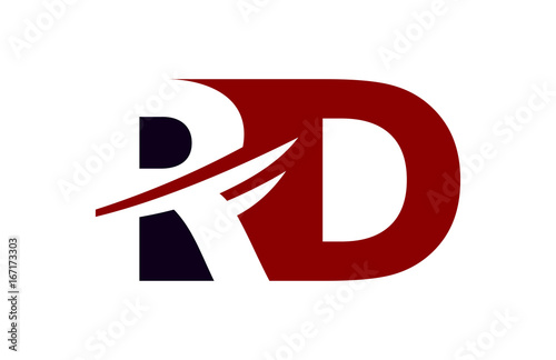 Free Download RD Red Negative Space Square Swoosh Letter Logo - GFXLoad