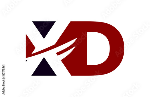 Free Download XD Red Negative Space Square Swoosh Letter Logo - GFXLoad