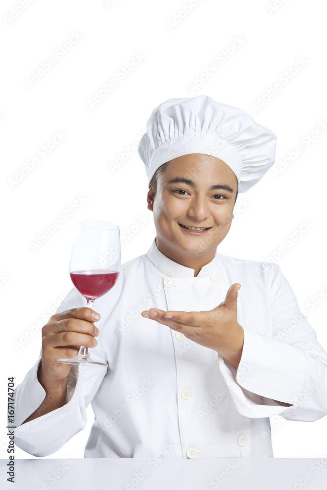 Portrait of chef with glass of wine Portrait of chef with glass of wine
