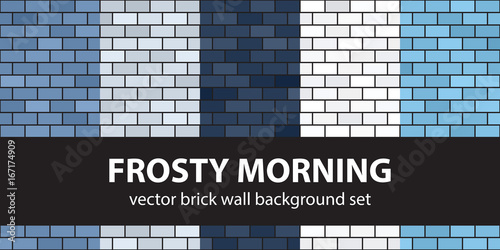 Brick pattern set Frosty Morning. Vector seamless brick wall backgrounds