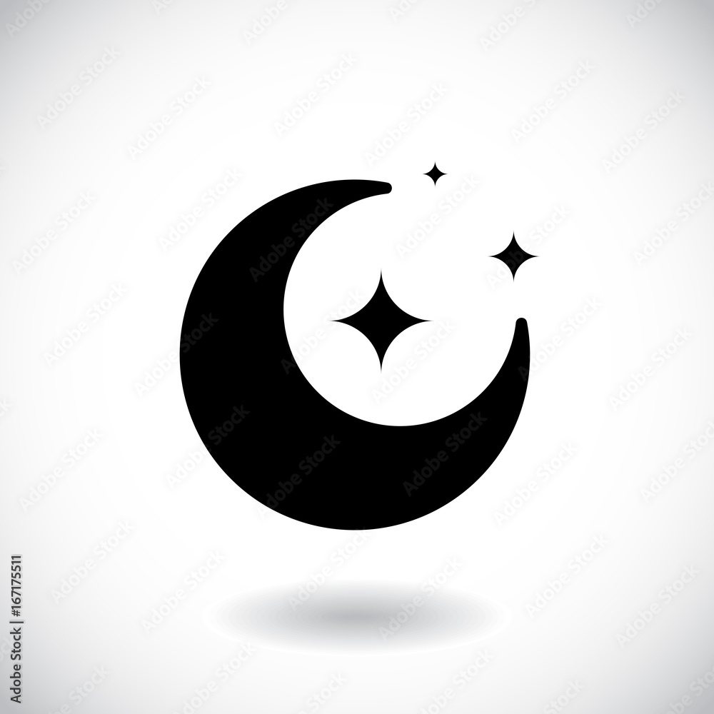 Moon and stars icon isolated on white background. Vector illustration Moon and stars icon isolated on white background. Vector illustration
