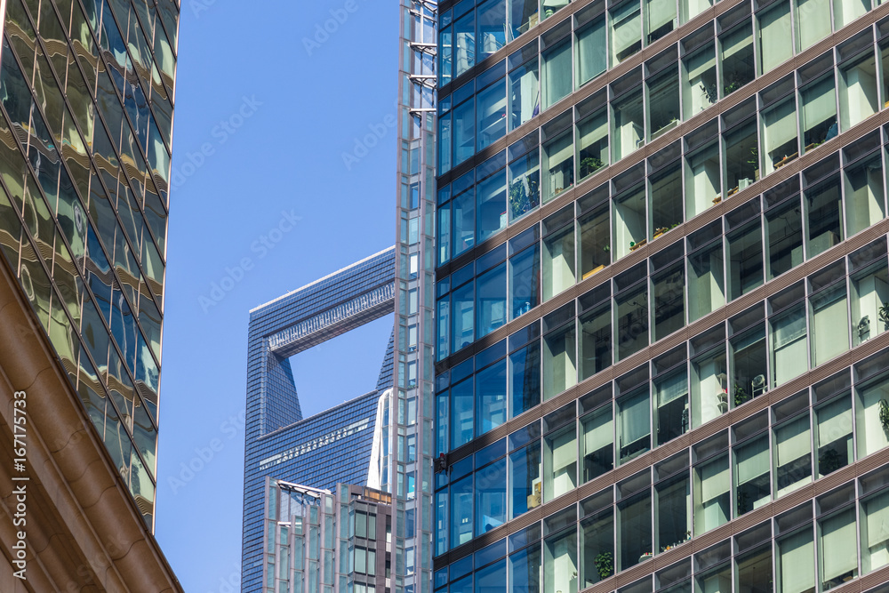 Fototapeta premium detail shot of modern architecture facade,business concepts,in city of China.