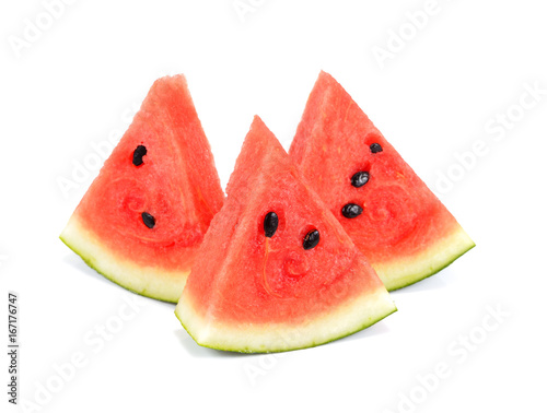 Slice sweet watermelon on white background