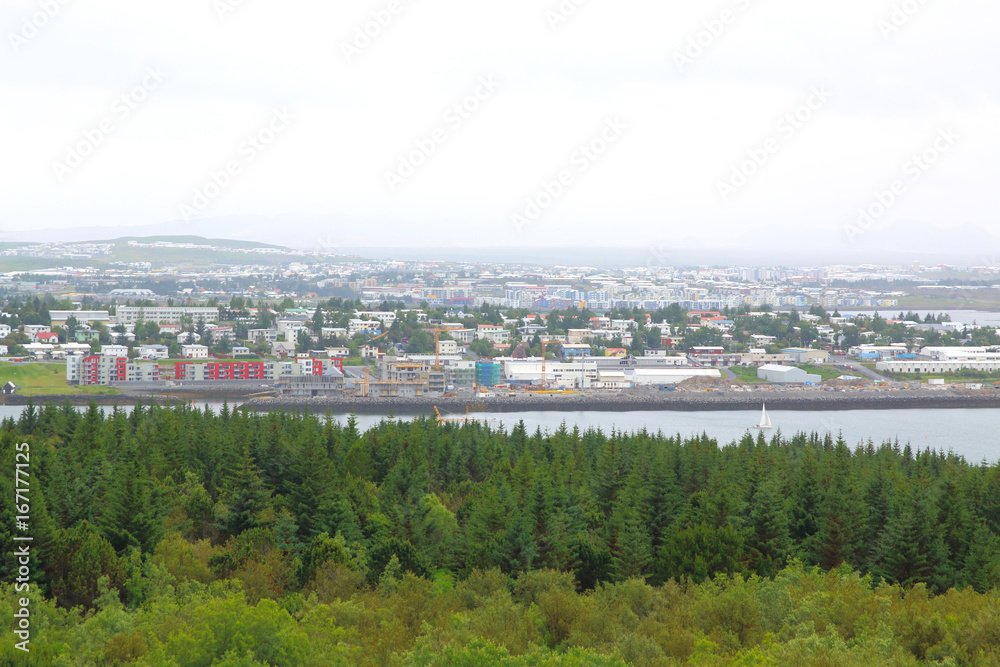 Aerial view of Reykjavik, capital of Iceland.
