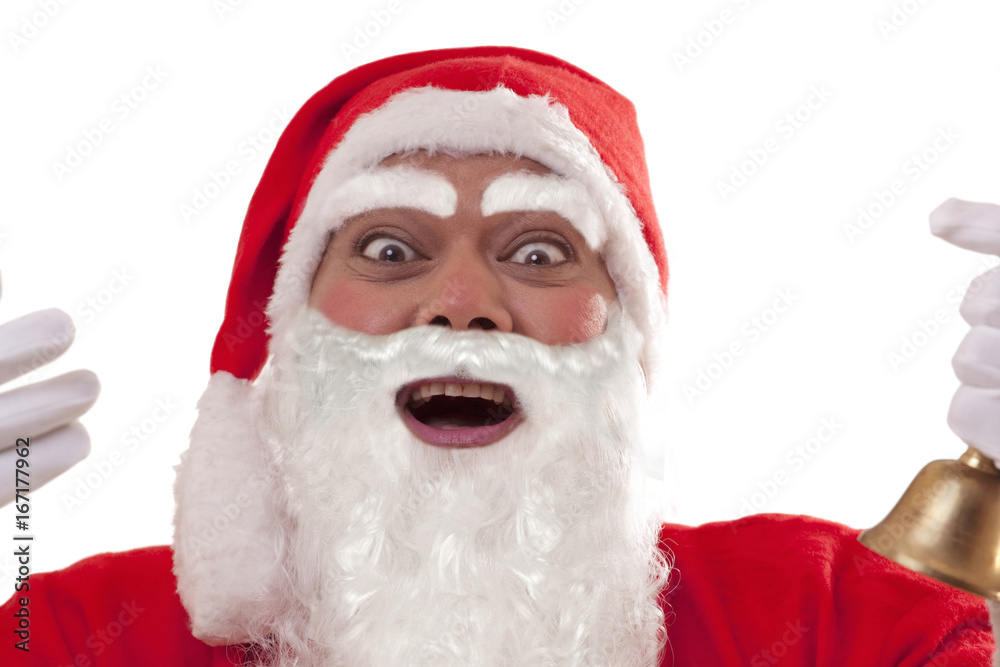 Close up of cheerful Santa Claus over white background Close up of cheerful Santa Claus over white background