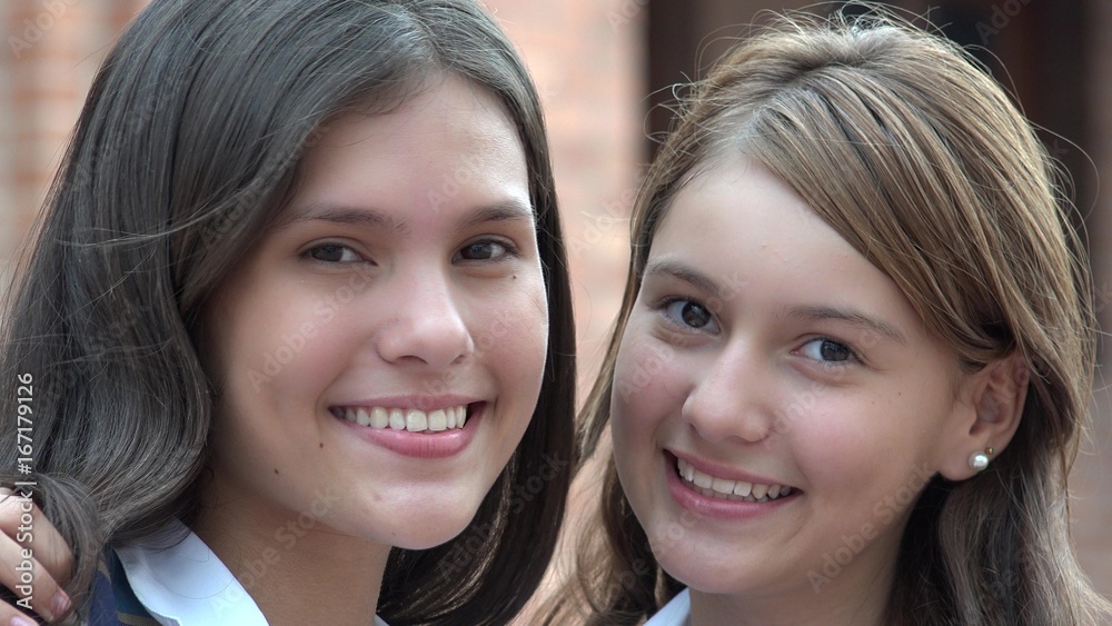 Happy Teen Girls Smiling Happy Teen Girls Smiling