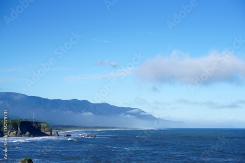 Beautiful seascape from Punakaiki view point in New Zealand