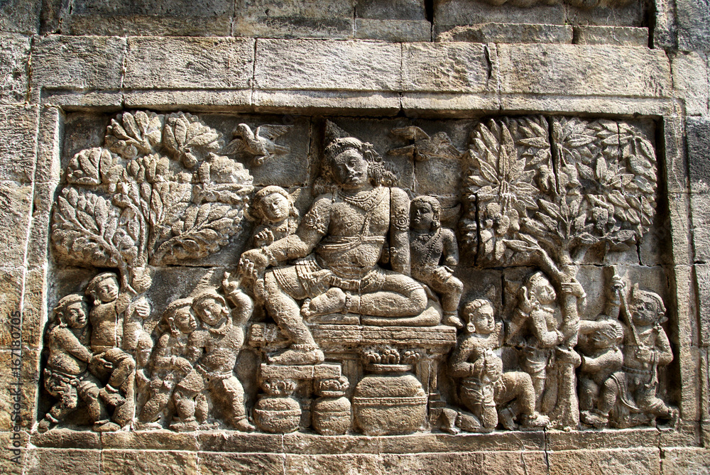 Relief in Mendut Temple, Java, Indonesia