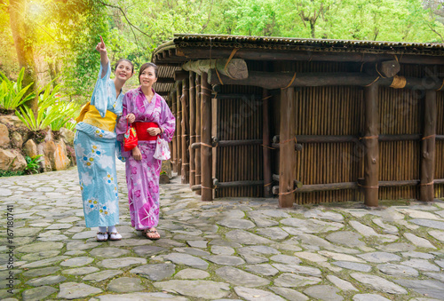asian young girlfriends wearing kimono clothing © PR Image Factory