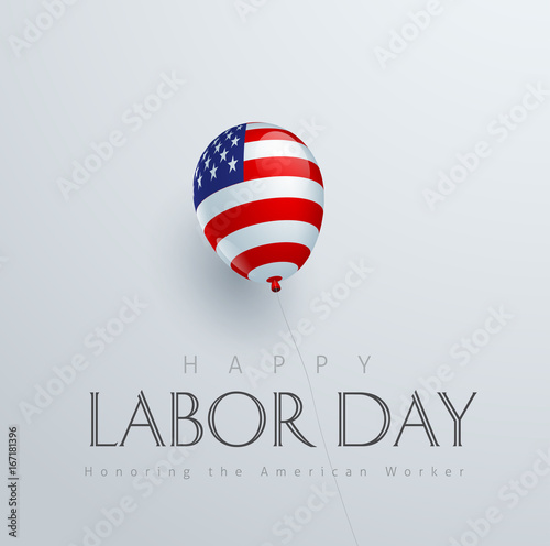 Happy labor day background banner template decor with balloon flag of america .Vector illustration .
