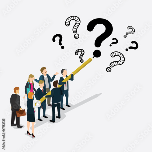 business people drawing about questions mark