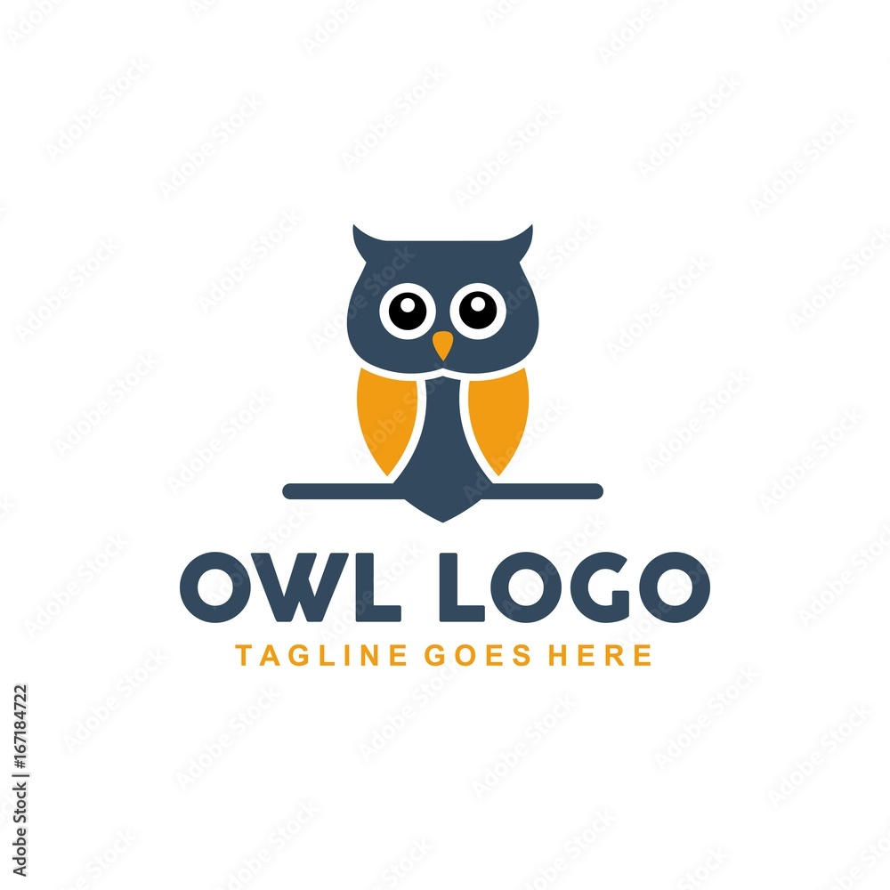 Naklejka premium Unikalne logo sowy o minimalistycznych kształtach i kolorach