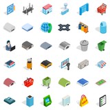 Town icons set, isometric style