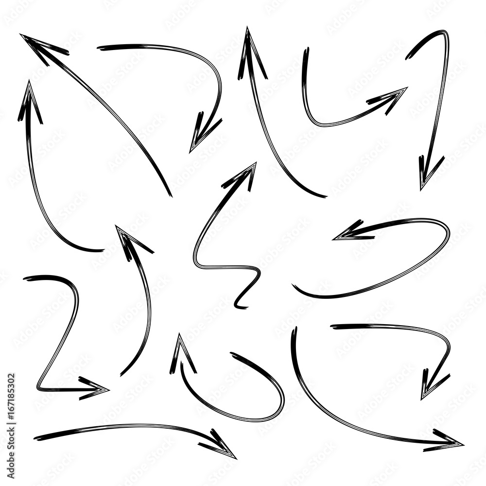 set of doodle arrows set of doodle arrows
