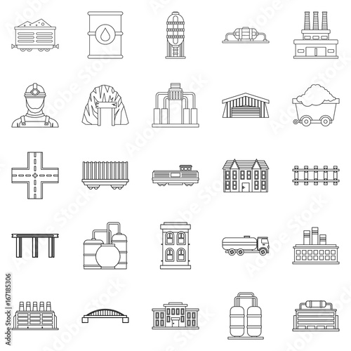 Workfolk icons set, outline style
