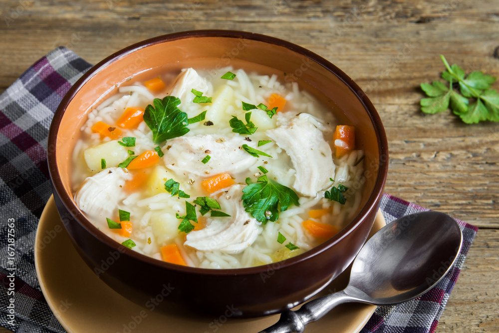 Chicken soup with noodles