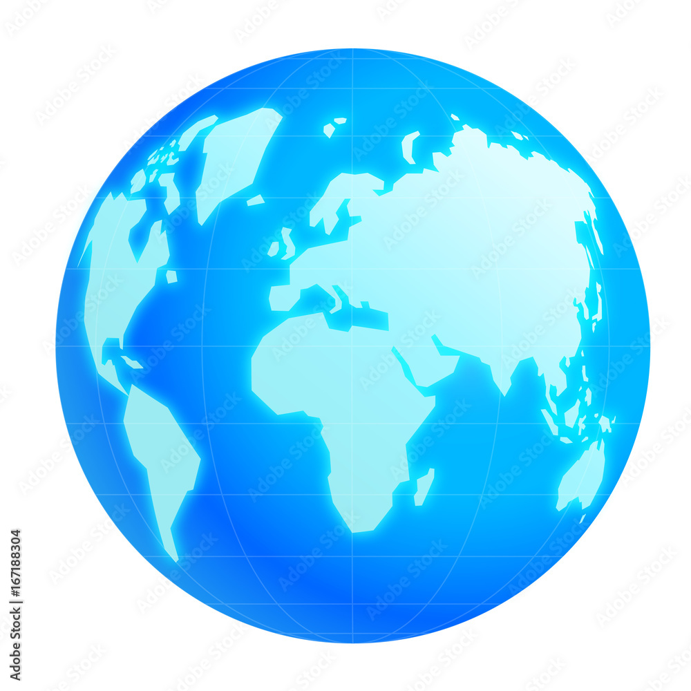 World globe map isolated on white background. Vector illustration.