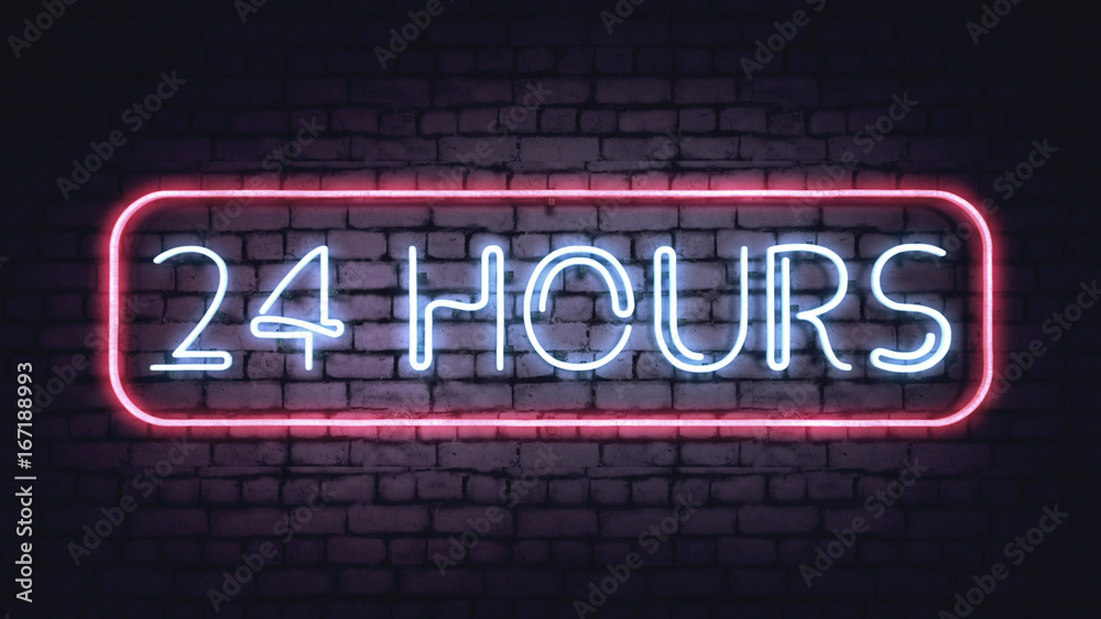 Neon 24 HOURS sign