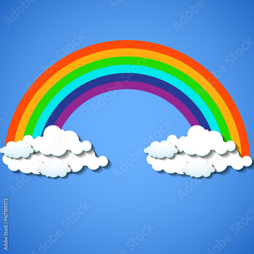 Abstract colorful rainbow with clouds. Vector illustration. Eps 10