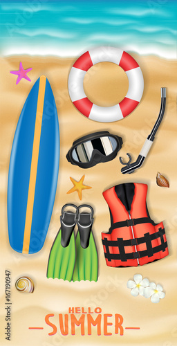 scuba diving object on a sea sand beach