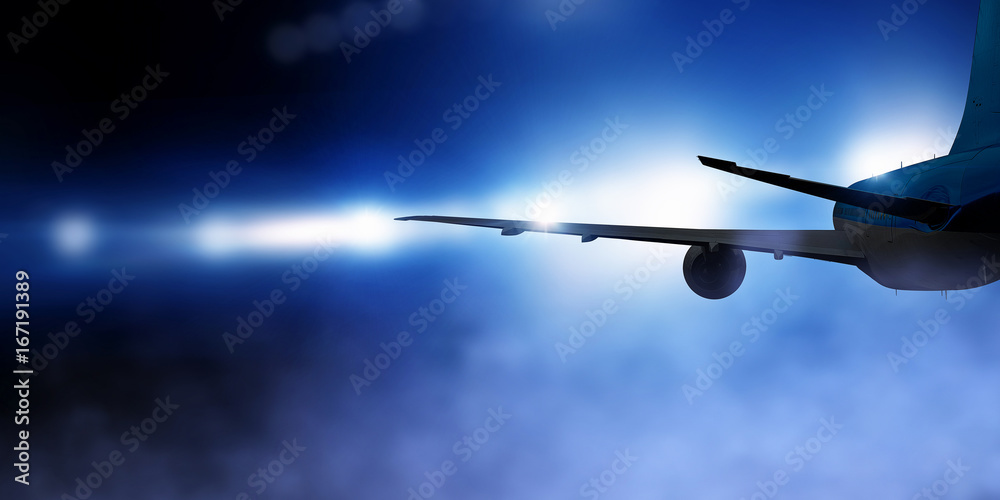 Airliner in sky. Mixed media Airliner in sky. Mixed media