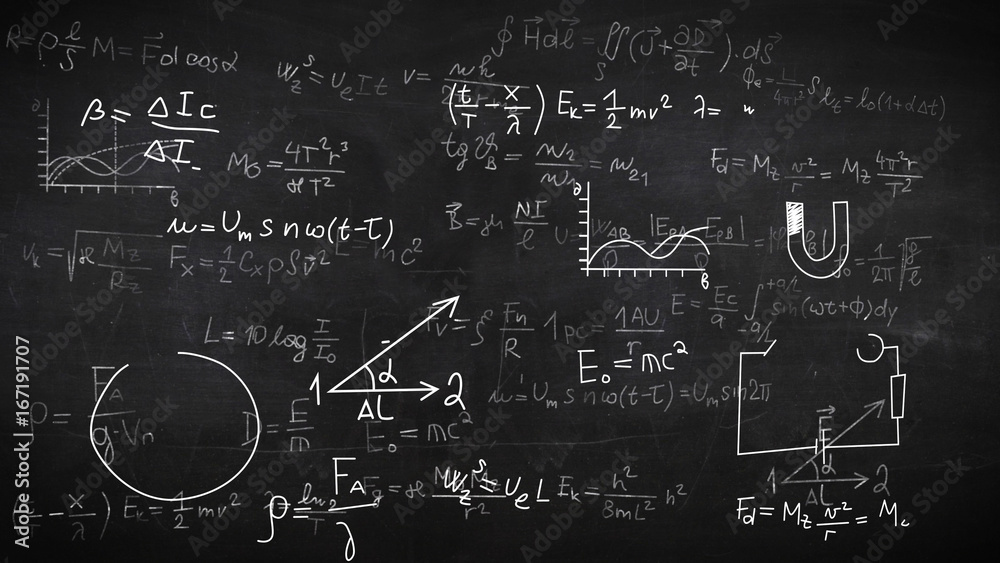 Background with physical formulas.