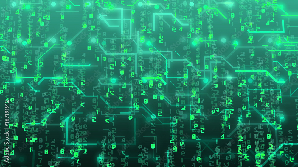 Circuit board and digital numbers. Circuit board and digital numbers.