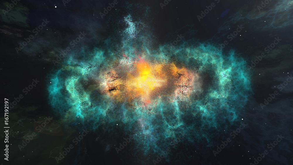 Plazma looking galaxy with bright yellow center Plazma looking galaxy with bright yellow center