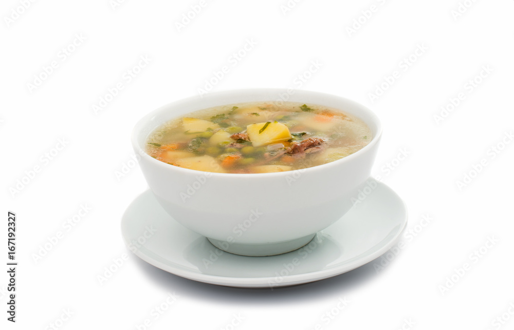 Plate with chicken soup Plate with chicken soup