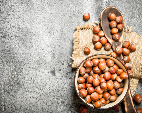 Hazelnuts in a bowl.