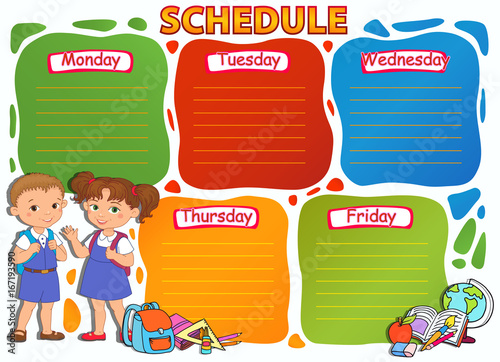 School timetable thematic image vector illustration.
