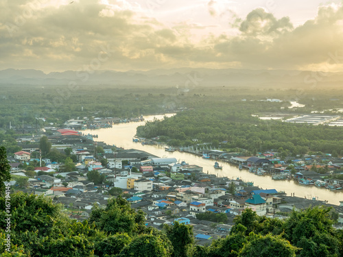 Cityscape view of Chumphon estuary, Thailand