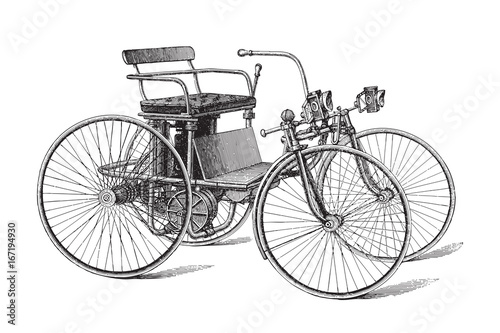 Old motor vehicle - vintage illustration