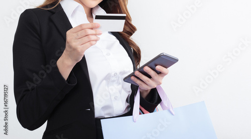 Businesswoman with shopping bags