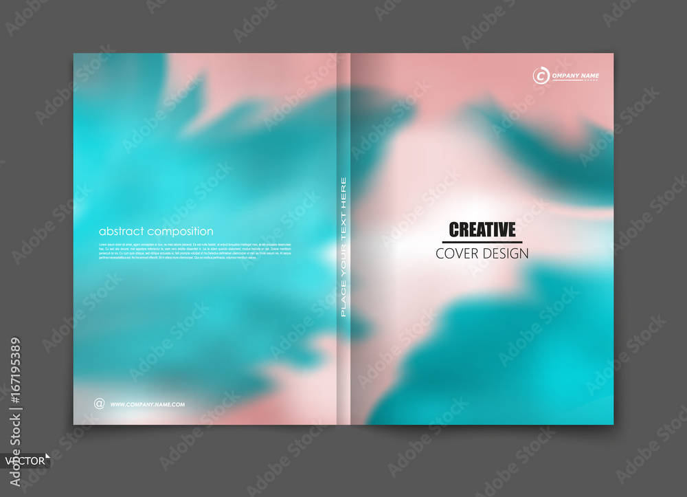 Fototapeta premium White, blue elegant design for brochure cover, info banner, title sheet. Modern vector front page art with sky clouds theme. Creative azure air figure icon. Fancy composition for flyer or ad text font