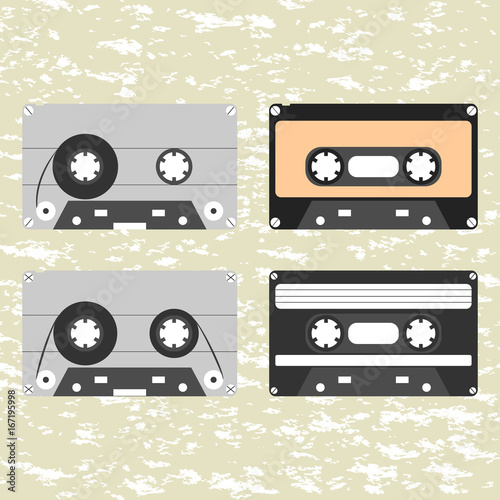 Collection of vector retro audio cassettes